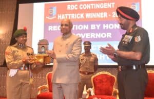 Maharashtra Governor Applauds  NCC Cadets on Winning the Prime Minister’s Banner for the Third  Year in  a Row at the Republic Day Parade