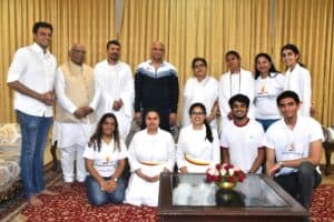 Maharashtra Governor leads Raj Bhavan in performing yoga