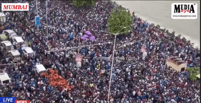 Cricket team of India Fans celebrating the Victory during Road show of team at Nariman point in Mumbai, after winning ICC T20 CWC 2024.