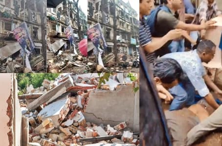 Three Injured and a Woman Dead as Part of Building Collapses in Mumbai