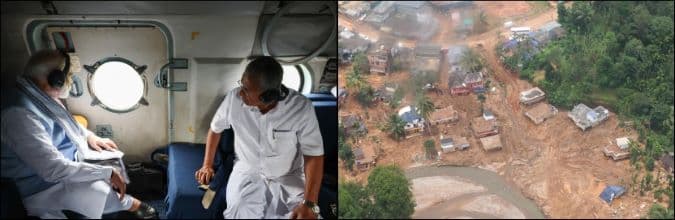 PM Modi Surveys Landslide-Hit Wayanad