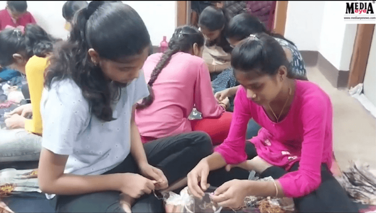 In Bihar’s Gaya Girls Making Rakhi for PM Modi Before Rakshabandhan