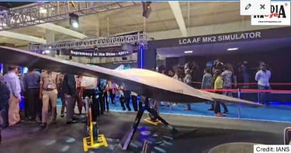 India's Advanced Stealth Combat Drone at Aero India Show in Bengaluru