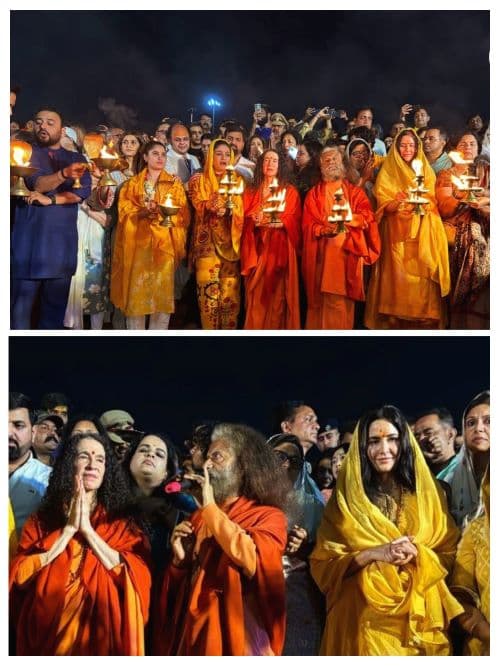 Katrina Kaif and Raveena Tandon Attend the 'Ganga Aarti' During Maha Kumbh
