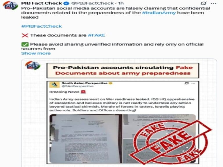 Government Debunks Fake Documents On Indian Army Readiness Circulated By Pro-Pakistan Social Media Handles