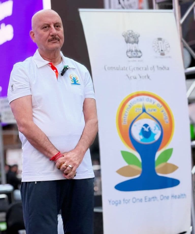 Anupam Kher Celebrates International Yoga Day at Times Square