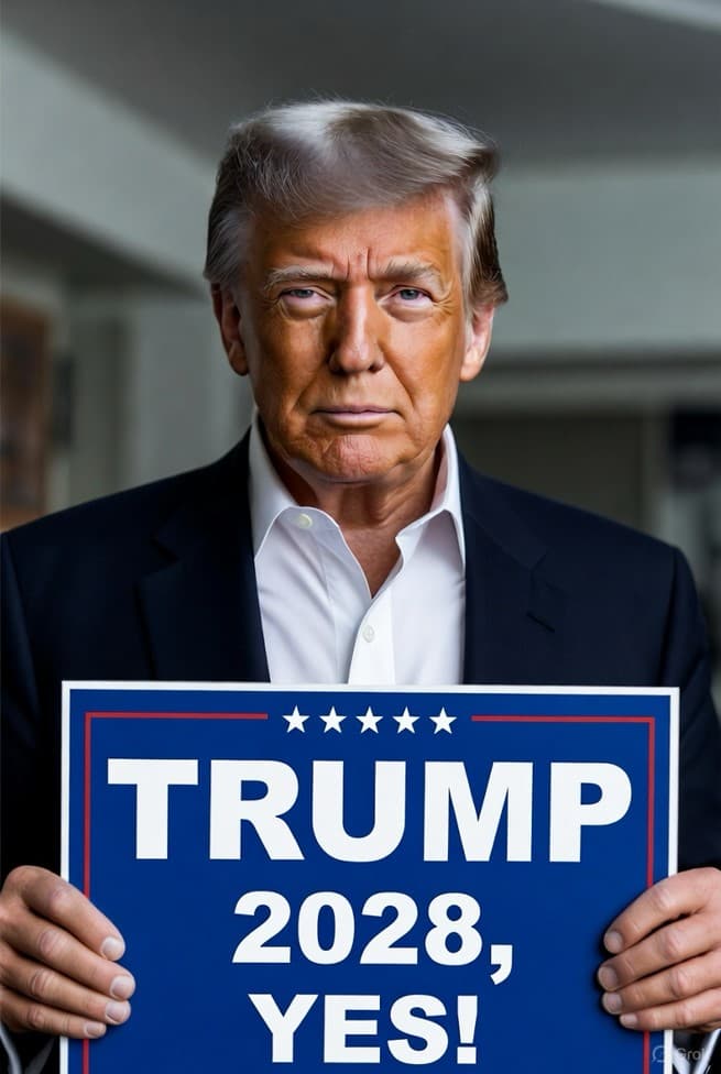 Trump Stirs Third-Term Buzz After Posting AI ‘Trump 2028’ Image