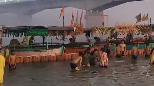 Devotees Take Holy Dip in Sarayu River in Ayodhya on Basant Panchami
