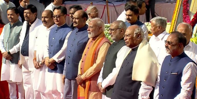 Leaders Pay Floral Tributes to Dr B.R. Ambedkar at Parliament on Birth Anniversary