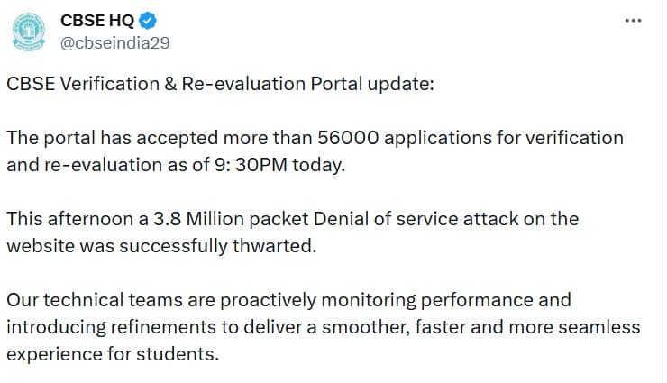 CBSE Receives Over 56,000 Applications for Answer Sheet Review, Foils Major Cyber Attack