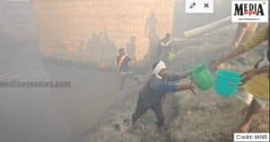 Visuals of Fire At Maha Kumbh on Sunday