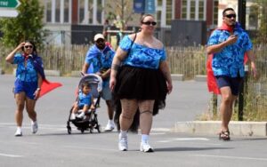 Fans arrive At the Olympic Gaming Village for the Olympics Games that start on July 27 2024