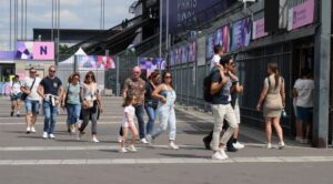 Fans at the Olympic Village in Paris