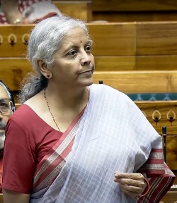 Finance Minister, Nirmala Sitharaman addressing the Lok Sabha in Parliament, New Delhi