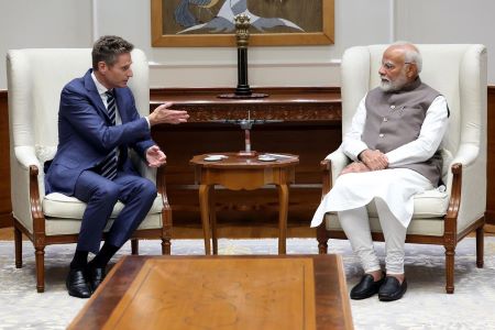 Prime Minister Modi with Lockheed Martin CEO Jim Taiclet in Delhi