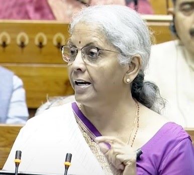Nirmala SItharaman presenting union budget 2024-2025 in Parliament on July 23 2024