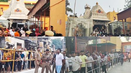 Long lines of devotees outside temples to worship Lord Shiva on the first Monday of Shravan