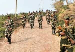 BSF soldiers patrolling on foot