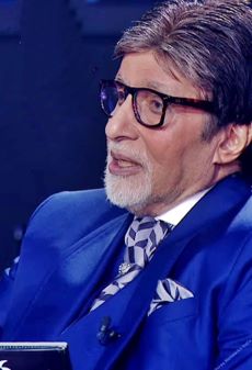 Amitabh Bachchan on the sets of the television show Kaun Banega Crorepati, in Mumbai