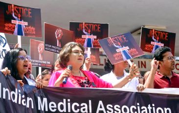 Doctors protest during the nation-wide strike called by IMA