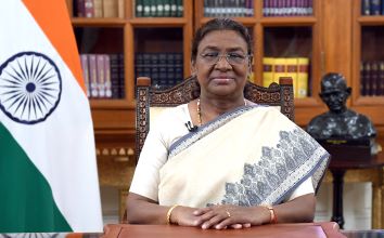 President Droupadi Murmu addresses the nation on the eve of the 78th Independence Day in New Delhi on Wednesday, August 14, 2024. (Photo: IANS)