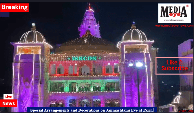 Special Arrangements and Decorations on Janmashtami Eve at ISKCON Temple of Noida