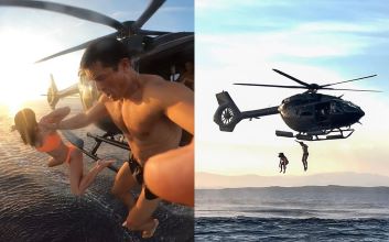 Katy Perry, and Orlando Bloom jump out of helicopter into ocean