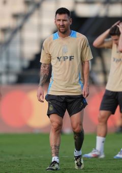 Argentinia football captain Lionel Messi in the field. Messi is ruled out indefinitely due to ankle ligament injury