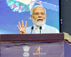 Thiruvananthapuram : Prime Minister Narendra Modi addresses the inauguration of various ISRO projects at Vikram Sarabhai Space centre (VSSC) in Thiruvananthapuram, Kerala on Tuesday, February 27, 2024.