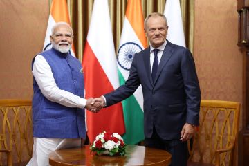 narendra Modi, Prime Minister of India with Donald Tusk, Prime Minister of Poland in Poland on August 22, 2024.