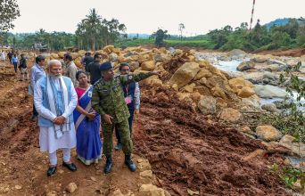 PM surveying the disaster effected Wayanad