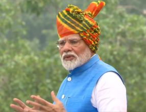 Prime Minister Modi delivering his Independence day Speech from the ramparts of red Fort, Delhi, India