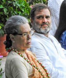 Congress Rajya Sabha MP Sonia Gandhi and Leader of the Opposition Rahul Gandhi during a programme organised at the AICC headquarters on the occasion of the 78th Independence Day in New Delhi on Thursday, August 15, 2024.