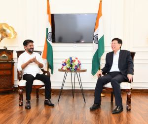 Telangagan Cm Revanth Reddy meeting Foxconn Chairman Young Liu in Hyderabad