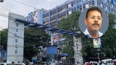 RG Kar Hospital in Kolkata. Dr Sandeep Ghosh in the inset photo