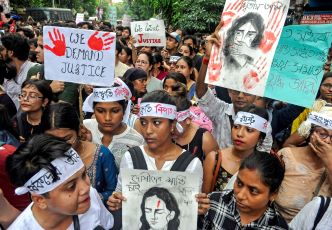 People of transgender community take part in a protest march against the rape and murder of woman PGT doctor at RG Kar Medical College