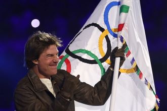 Tom Cruise at the closing ceremony of 2024 Paris Olympics