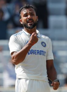 Title : Ranchi : First day of the fourth Test cricket match between India and England Ranchi : India's Akash Deep celebratess the wicket of England's Ben Duckett during first day of the fourth Test cricket match between India and England, at the JSCA International Stadium Complex in Ranchi on Friday, Feb. 23, 2024. (Photo: IANS/@BCCI)