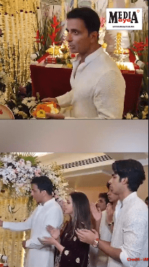 Actor Sonu Sood Does Puja at Home in Mumbai