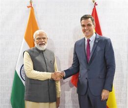 Prime Minister Narendra Modi and Spanish Prime Minister Pedro Sanchez